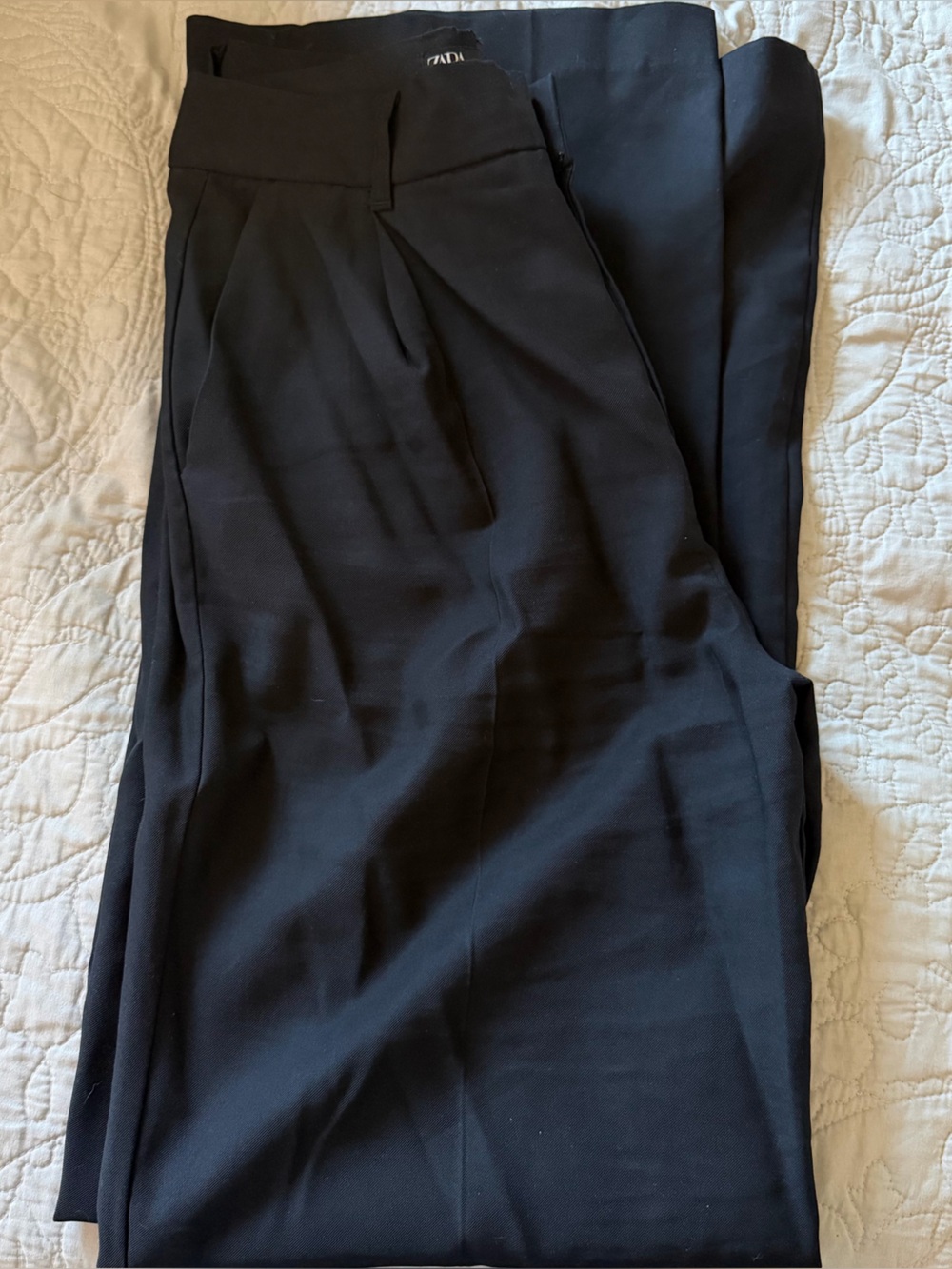 Zara Black Wide-Leg Tailored Trousers